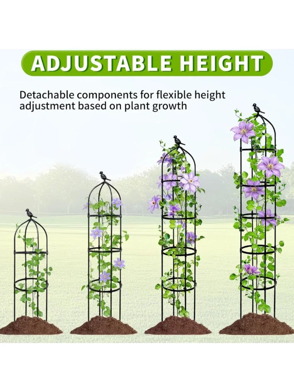 2-Pack 6.7FT Adjustable Metal Garden Trellis for Climbing Plants & Vines